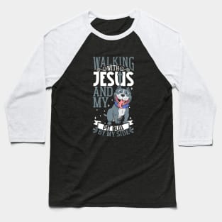 Jesus and dog - Pit Bull Baseball T-Shirt